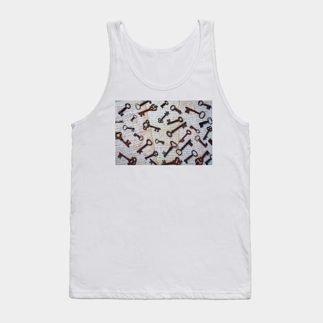 Old Letters With Rusty Skeleton Keys Tank Top by photogarry